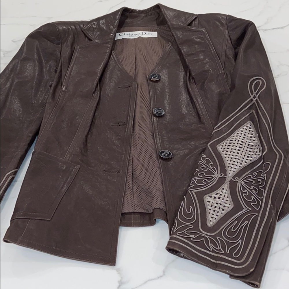 Brown Leather Christian Dior Jacket - Picture 6 of 11